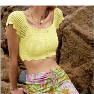 Zara Crochet Crop Top Lime Green S